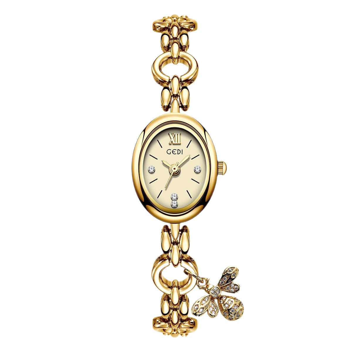 Women's Gold Bee-Pendant Bracelet Quartz Watch