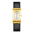 GESMART Women's Retro Square Oval Quartz Watch Leather Band Niche Minimalist Commuter