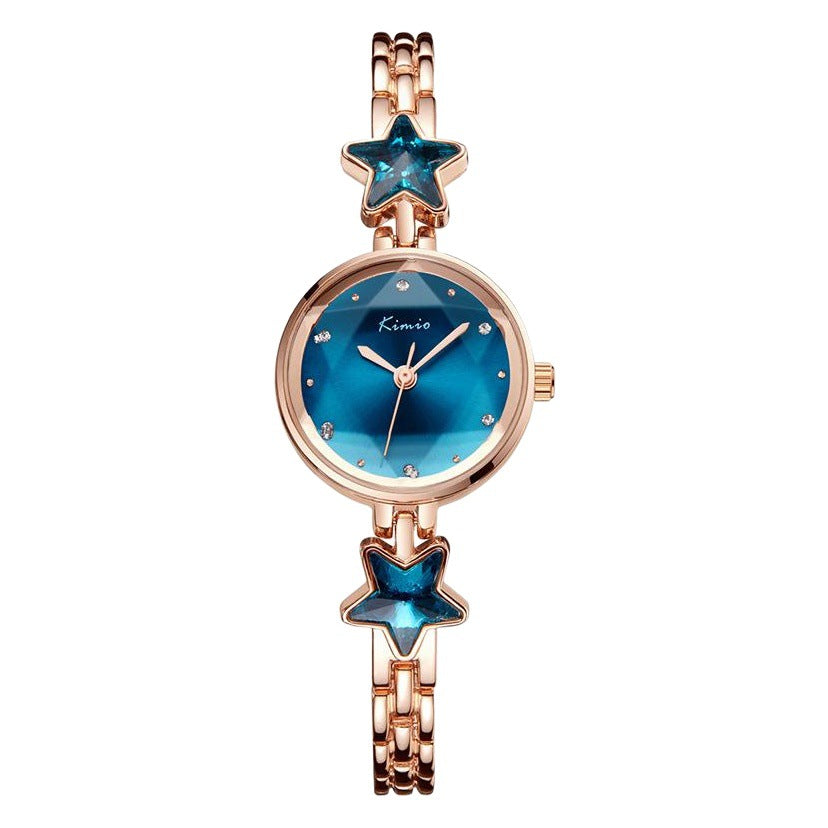 Women's Star Rhinestone Cut Small-Dial Bracelet Quartz Watch