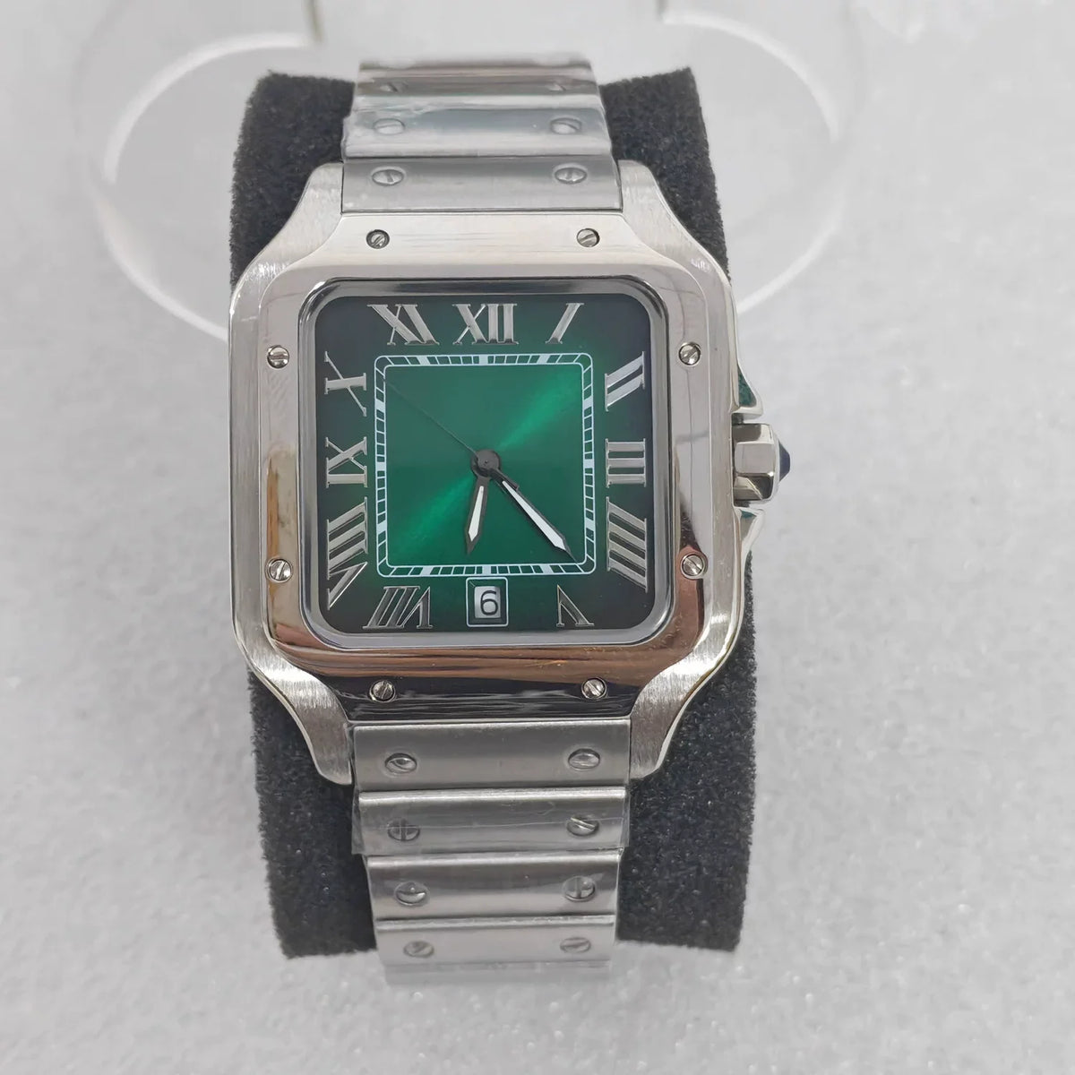 Men's 38mm Square Watch 316L Case Exhibition Back Mineral Glass 2813 Movement