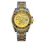 GESMART Men's New Skeleton Engraved Automatic Mechanical Watch European American Vintage Style