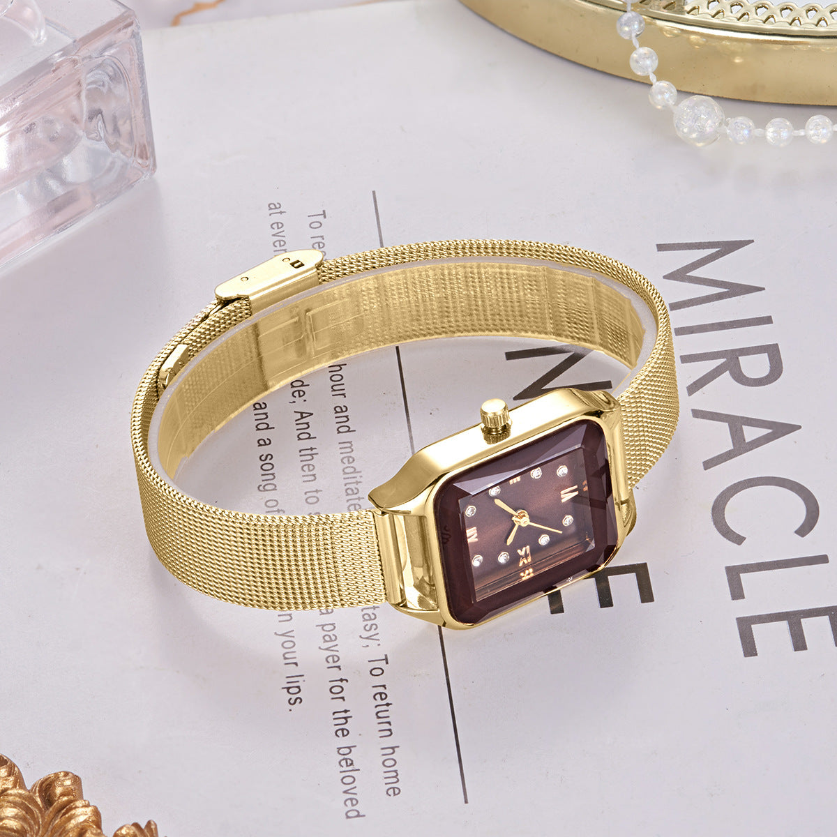GESMART Women's Square Quartz Watch Personality Trendy Casual Versatile Ladies Wristwatch