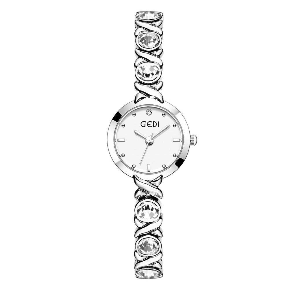 Women's Petite Rhinestone Pearl Bracelet Quartz Watch