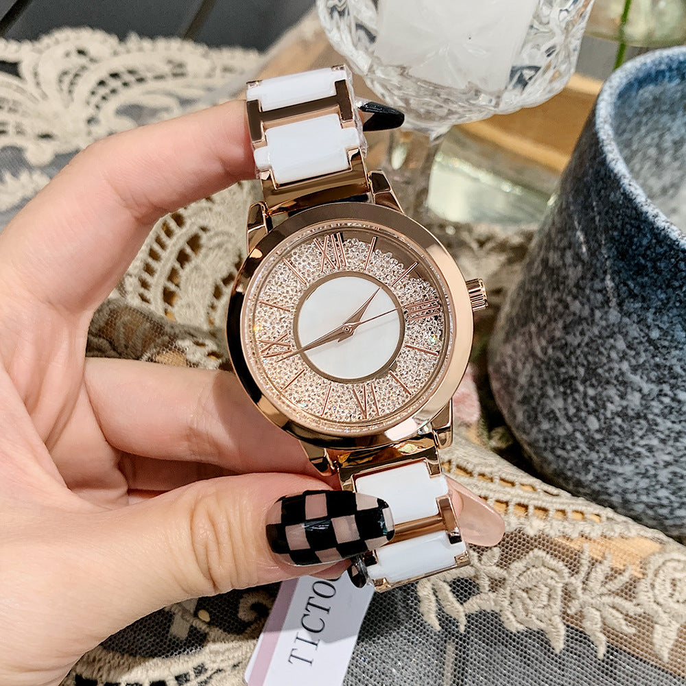 Women's Flowing-Sand Steel Ceramic Fashion Watch