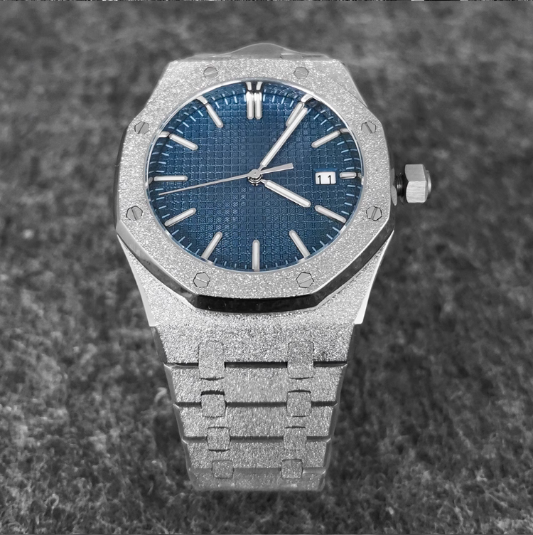 No Logo Men's Octagonal Starry Sand Automatic Watch Steel Butterfly Clasp NH35