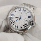 Men's 42mm Watch White Dial Non-Luminous Solid Back Mineral Glass 8215