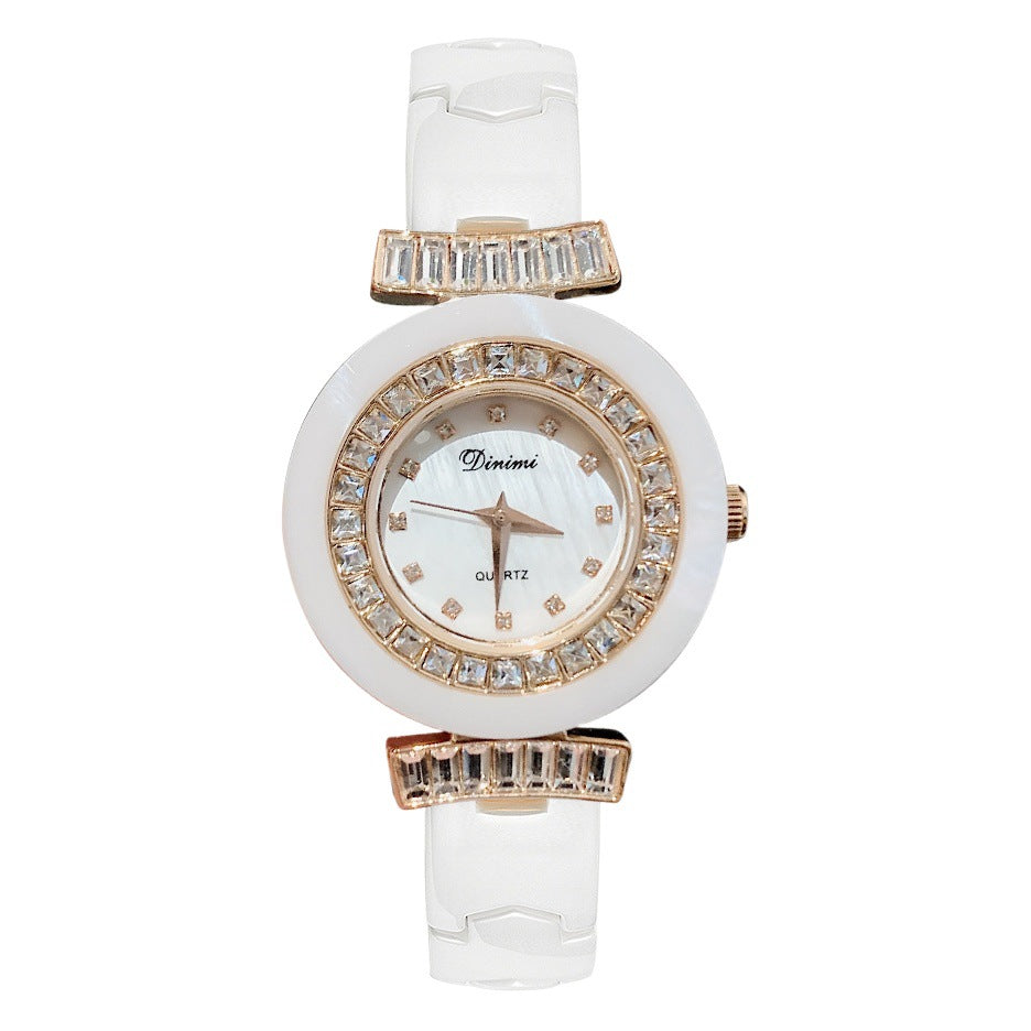 Women's Ceramic-Strap Waterproof Quartz Watch