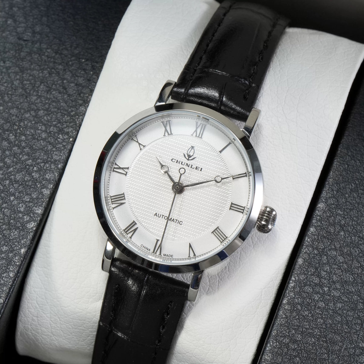 Chunlei Ladies Mechanical Watch Exhibition Back Solid Steel Bracelet Fashion