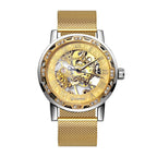 GESMART Men's Hand Winding Mechanical Skeleton Watch Crystal Studded Classic Casual Fashion