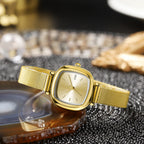 GESMART Women's Small Square Mesh Band Quartz Watch Slim Strap Minimalist Student Ladies Wristwatch
