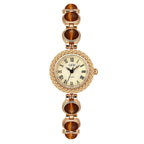 Women's Vintage Turquoise Gold-Bead Bracelet Quartz Watch