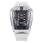 Men's Transparent-Case Silicone Sport Quartz Watch