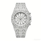 GESMART Men's Fashion Business Full Diamond Hip Hop Style Quartz Watch Luminous Calendar