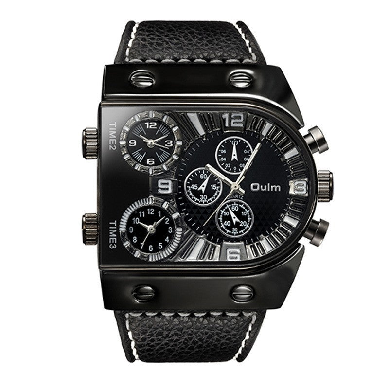 Men's Multi-Timezone Large-Dial Luminous Steel Watch