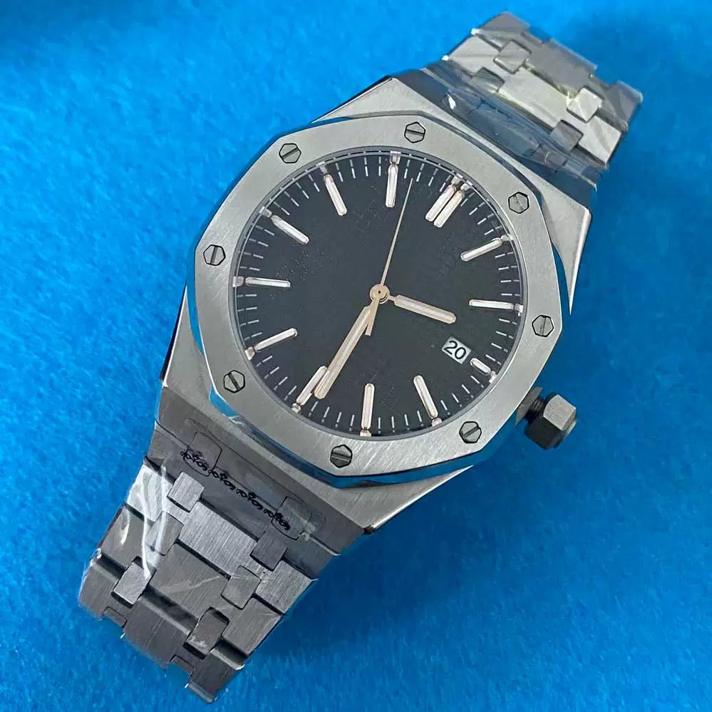 Men's 41mm Mechanical Watch NH35 Movement Sapphire Crystal Steel Case Green Lume