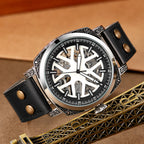 GESMART Men's New Automatic Mechanical Watch Multifunction Engraved Pattern Luminous Water Resistant