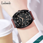GESMART Women's Tonneau Shape Quartz Watch Large Dial Calendar Diamond Studded Luminous Water Resistant