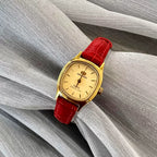 Red Star Ladies Quartz Watch Small Gold Vintage Japan Movement 90s NOS