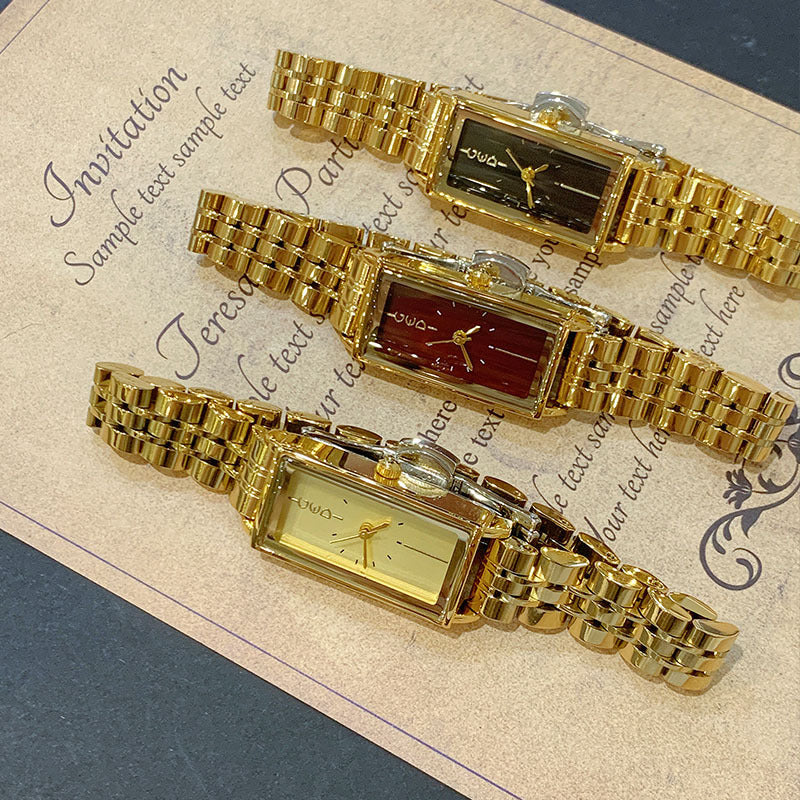 Women's Vintage Rectangle Steel-Band Quartz Watch