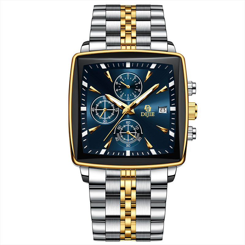 GESMART Men's Small Three Hands Quartz Watch Steel Band Business Casual Fashion