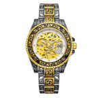 GESMART Men's New Skeleton Engraved Automatic Mechanical Watch European American Vintage Style