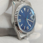 Men's 39.5mm Automatic Watch Coin Bezel Exhibition Back Cyclops Sapphire Crystal