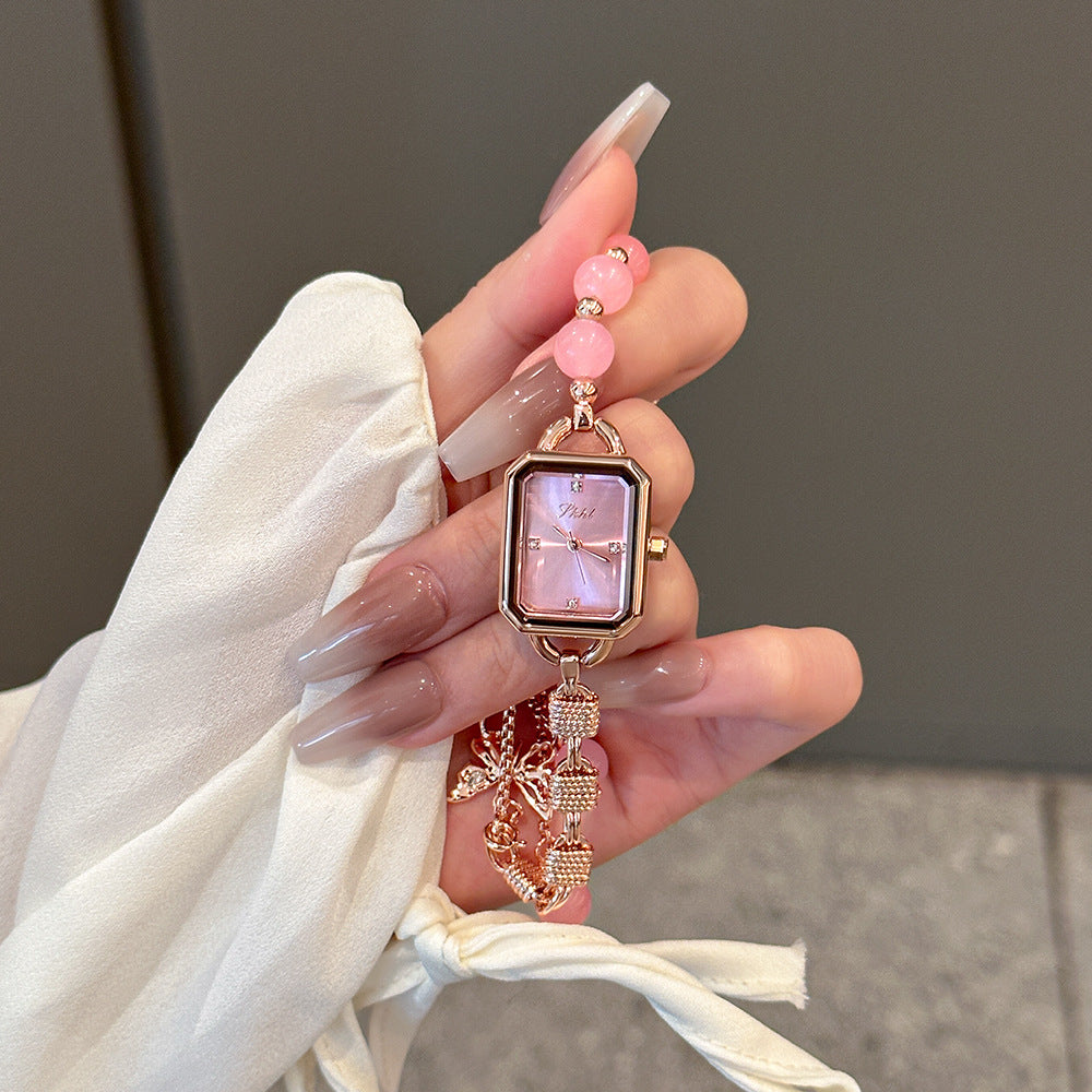 GESMART 2024 New Crystal Stone Bracelet Watch for Women Compact Exquisite Luxury Style Elegant Wristwatch