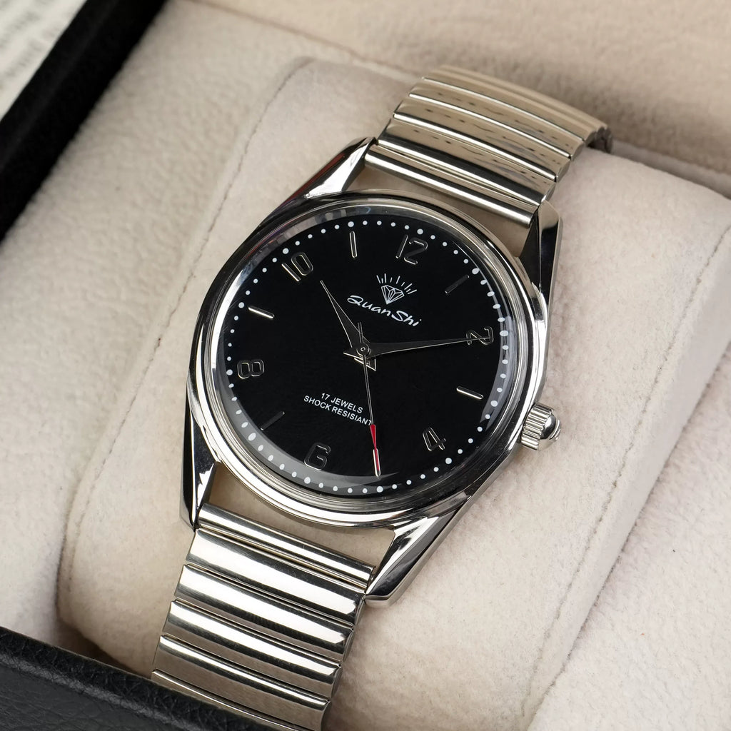 Vintage Diamond Brand Men's Manual Wind Mechanical Watch Solid Steel Bracelet