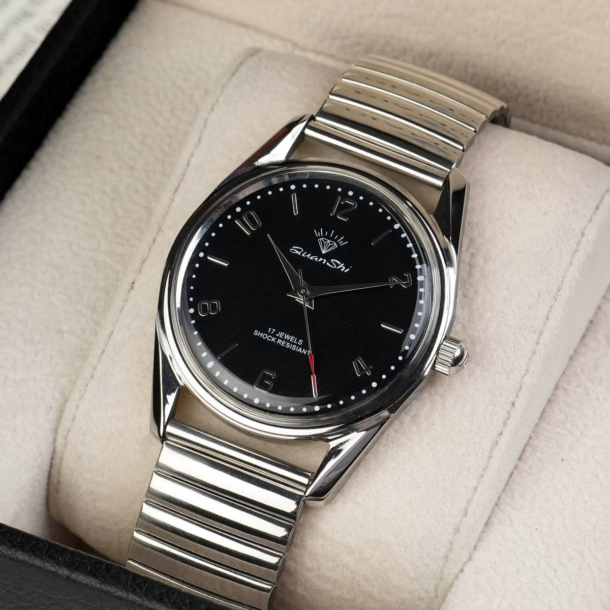 Vintage Diamond Brand Men's Manual Wind Mechanical Watch Solid Steel Bracelet