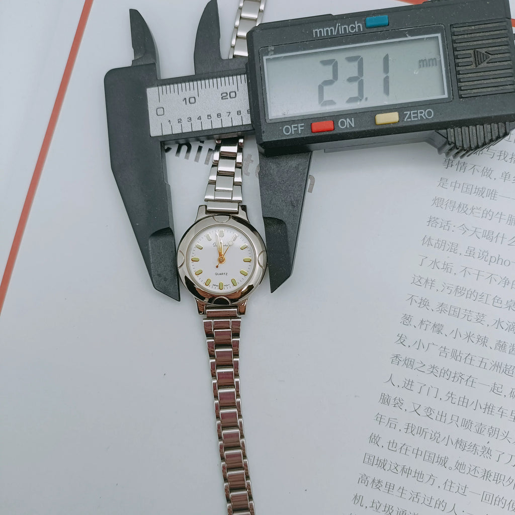 Baoshihua Quartz Watch Silver Baton Indices Large Small Vintage NOS