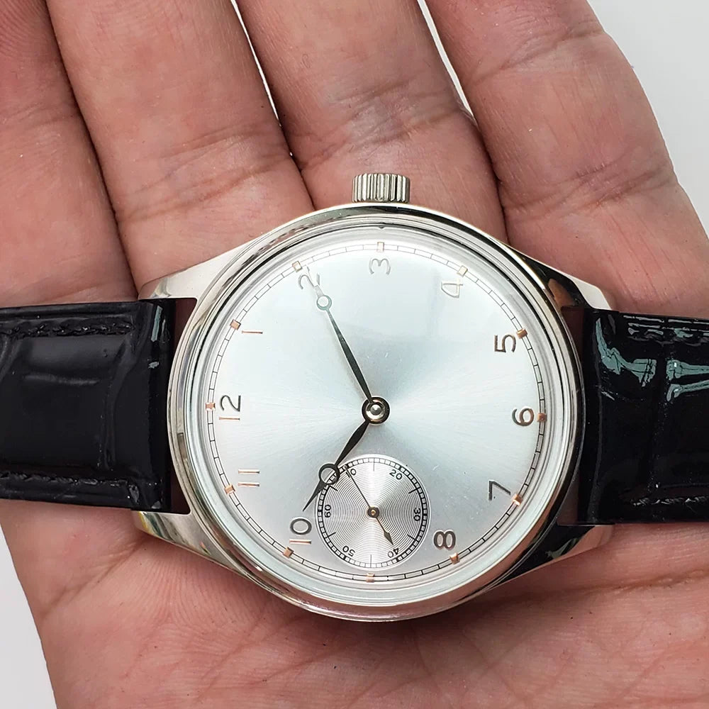 Men's 42mm Manual Wind Watch ST3600 Movement White Gold Dial
