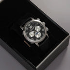 PHILIP RUNOR Men's Automatic Moonphase Watch Genuine Leather NOS New