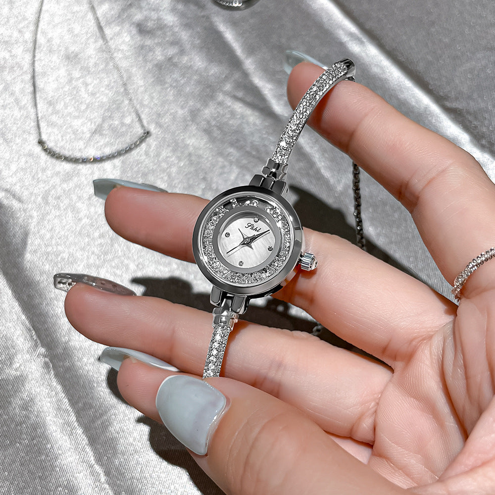 GESMART Women's Shell Dial Sand Flow Bracelet Quartz Watch Rhinestone Luxury Style Niche