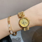 GESMART Women's Round Gold Tone Two Hands Quartz Bracelet Watch Minimalist Niche Fashion