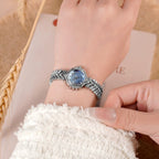 Women's Mother-of-Pearl Small-Dial Rhinestone Fishtail-Chain Quartz Watch