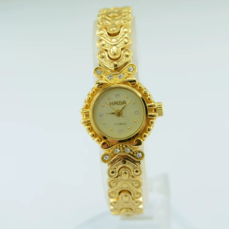 HAIDA Ladies Manual Wind Mechanical Watch 17 Jewels Gold-Plated NOS