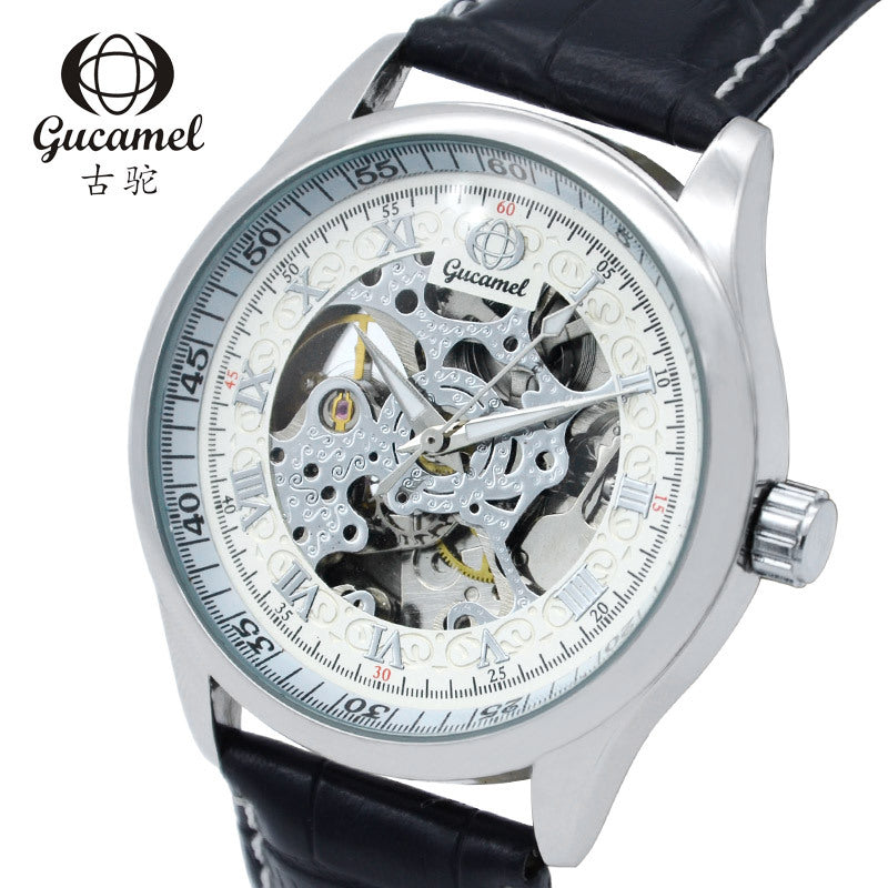 GESMART Men's Skeleton Engraved Automatic Mechanical Watch Exhibition Case Back Fashion