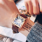 GESMART Men's Square Quartz Watch Roman Numeral Dial Leather Band Fashion Elegant Wristwatch