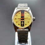 Navy Commander Men's Mechanical Watch Leather Steel Fold Strap Commemorative