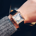 GESMART Men's Square Quartz Watch Roman Numeral Dial Leather Band Fashion Elegant Wristwatch