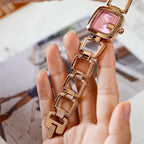 Women's Small Square Steel-Band Rhinestone Bracelet Quartz Watch