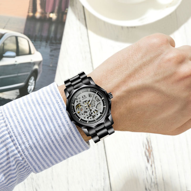 GESMART Men's High End Automatic Mechanical Watch Polygon Shape Dial Fashion Wristwatch