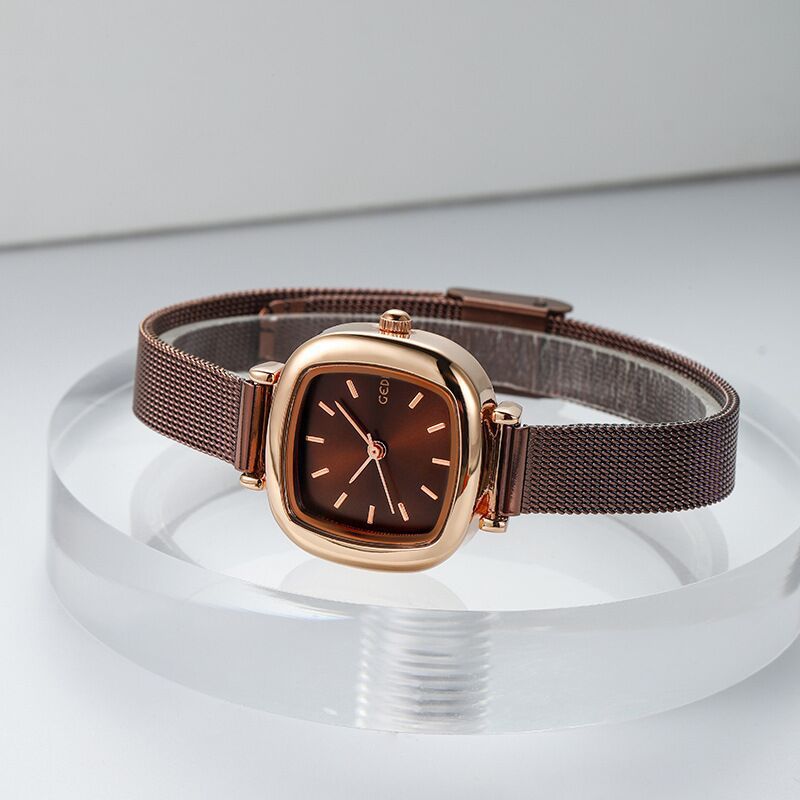 GESMART Women's Small Square Mesh Band Quartz Watch Slim Strap Minimalist Student Ladies Wristwatch