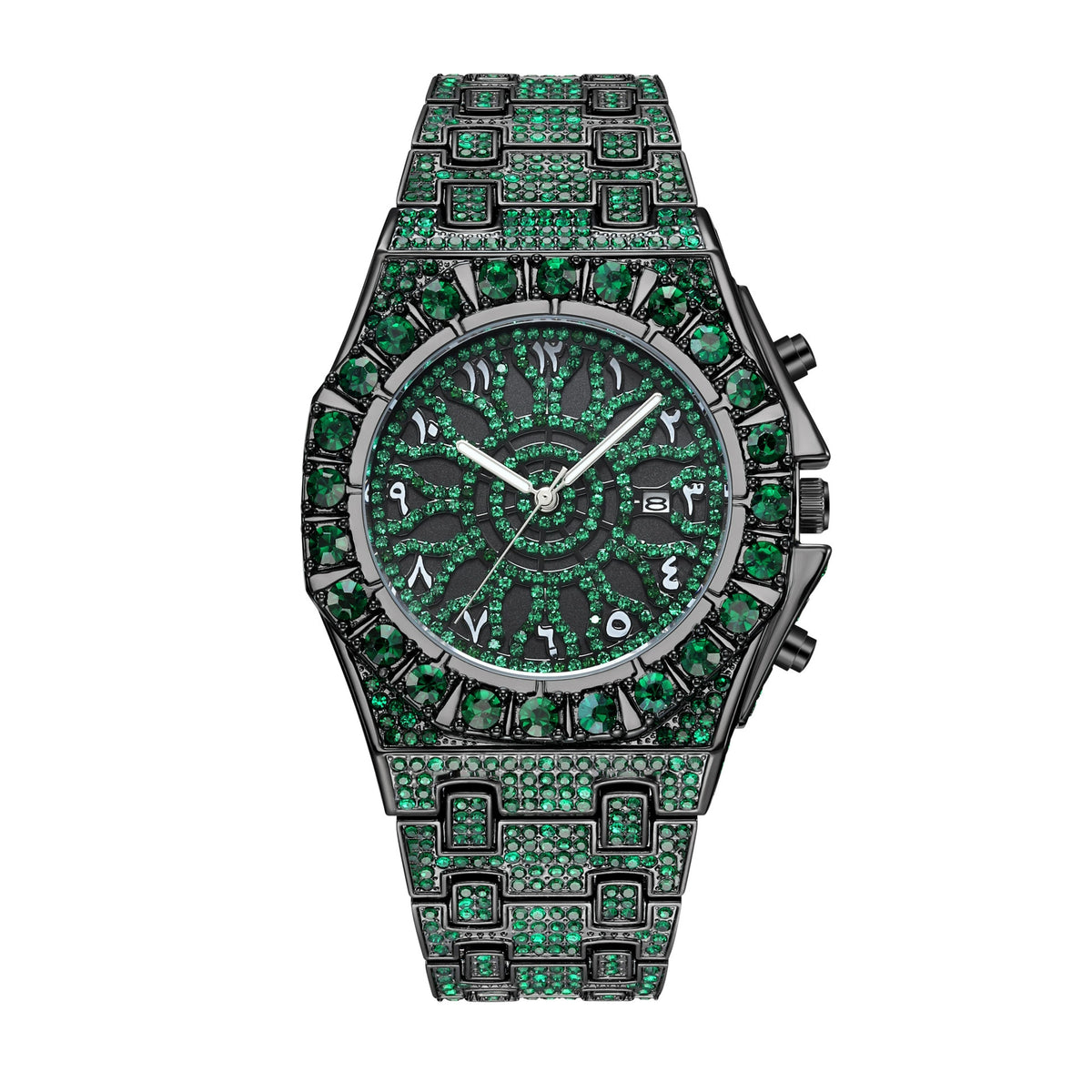 GESMART Men's Fashion Business Full Diamond Hip Hop Style Quartz Watch Luminous Calendar