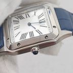 Ladies 34mm Square Quartz Watch Stainless Steel Case Leather Strap 2025 Movement