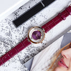 GESMART Women's Crystal Dial Quartz Watch Leather Band Fashion Elegant Genuine Leather Ladies Wristwatch