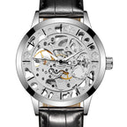 GESMART Men's Skeleton Automatic Mechanical Watch Leather Band Casual Fashion Wristwatch