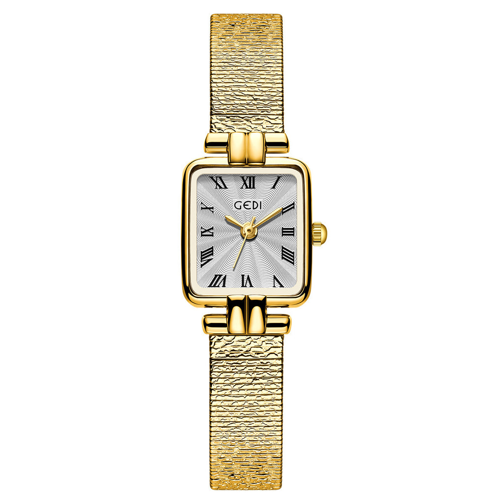 Women's Square Small Gold-Tone Vintage Quartz Watch