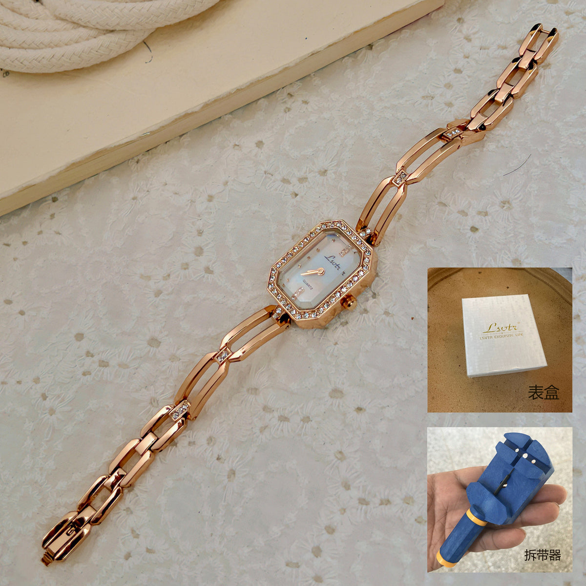 GESMART Women's New Square Bracelet Watch Diamond Studded Fashion Premium Design Ladies Wristwatch