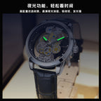 Men's See-Through Skeleton Quartz Watch, Luminous with Steel Case